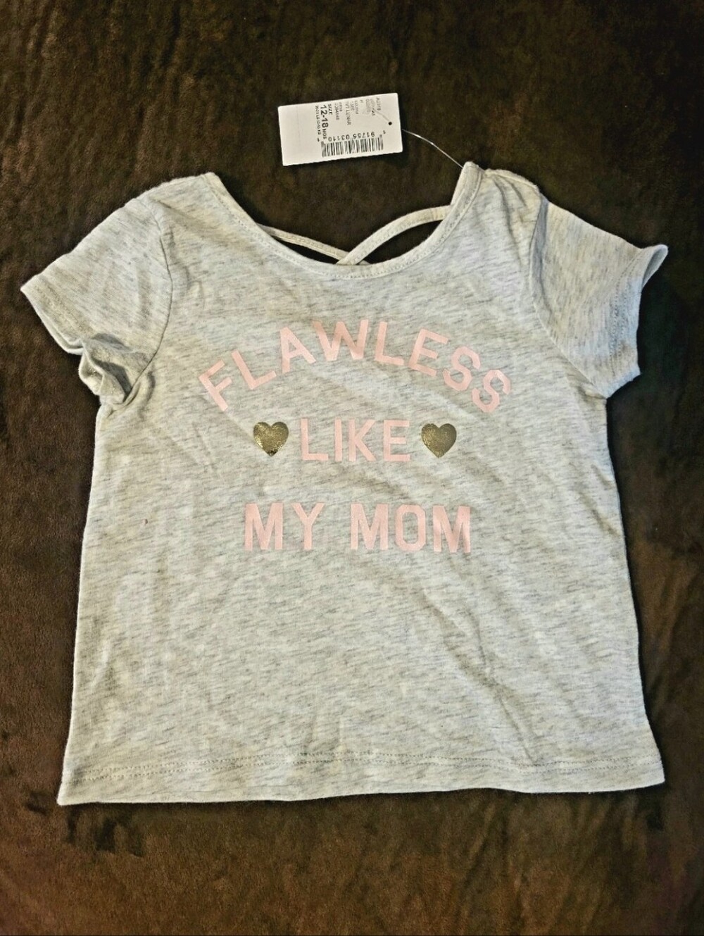 Baby Girls Gray 'Flawless Like My Mom' Tee - Pink & Gold Lettering